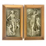 A pair of dust pressed Arts and Crafts tile panels, probably Maw and Co