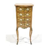 A small walnut boudoir chest of drawers of Louis XVI design, early 20th Century, crossbanded