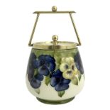 William Moorcroft for James MacIntyre, a Pansy on white biscuit barrel