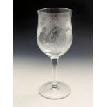 D M Fontaine, a diamond point engraved wine glass, 1981