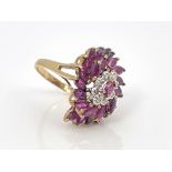 A 9 carat gold ruby and diamond dress ring