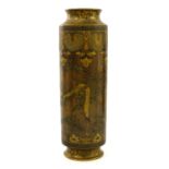 A Japanese bronze sleeve vase by Takeuchi Sei, Meiji period, 1868-1912, the frieze decorated with