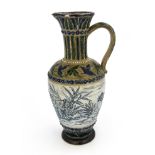 Hannah Barlow for Doulton Lambeth, a stoneware jug, 1878, shouldered form, sgraffito decorated