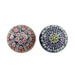 Strathearn and Perthshire, two Scottish glass millefiori spoked paperweights