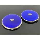 Two George V and Elizabeth II silver and enamelled Royal Navy compacts, Chrisford & Norris,