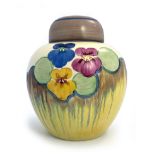 Clarice Cliff for Newport Pottery, a Delicia Pansy ginger jar and cover