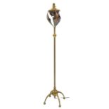 W A S Benson, an Arts and Crafts copper and brass floor standing lamp