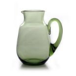 Harry Powell for James Powell and Sons, Whitefriars, an Arts and Crafts green glass jug