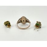 14 carat gold and jade ring and earring set