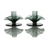 Frederick Carder for Steuben, a pair of Sea Green glass candlesticks