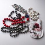 A selection of costume jewellery, to include necklaces, earring sets, and bracelet, in Mont Blanc
