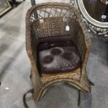 Antique Wicker Child's Basket Seat Horse Saddle