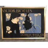 A vintage Victor Bicycles advertising poster, 67 by 95cm, framed