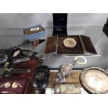 Silver including photo frames, baby's rattle, letter opener, cheroot holders and sundry effects etc