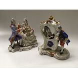 A Capodimonte figure group modelled as a sedan chair with seated lady and companion, on moulded base