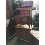 A George III mahogany and ebony strung bow front commode, 66cm wide, 70cm high, 43cm deep together