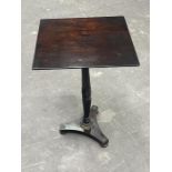 An early Victorian mahogany occasional table, circa 1840, square top, ring and wrythen turned