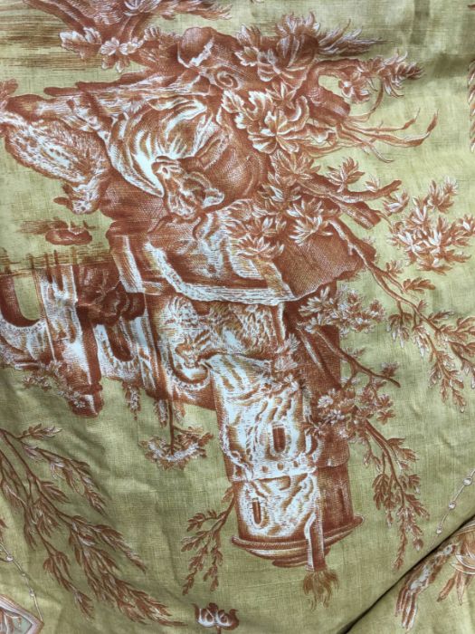 A pair of chintz glazed cotton professionally made curtains, printed in autumnal hues with gulag - Image 3 of 4