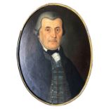 British School, early 19th Century, portrait of a gentleman, bust length in a black coat and
