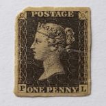 Great Britain QV 1840 Penny black, letters P-L