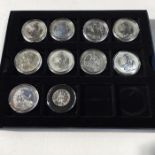 Elizabeth II, Britannia silver proof 1oz 9 x £2, and 1/2oz 1 x £1, in Westminster case (10)