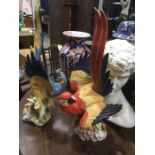A pair of Ronzan Italian porcelain Macaws, polychrome decoration, 62cm high (2)
