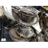 Silver plate, including Campana wine cooler, vario
