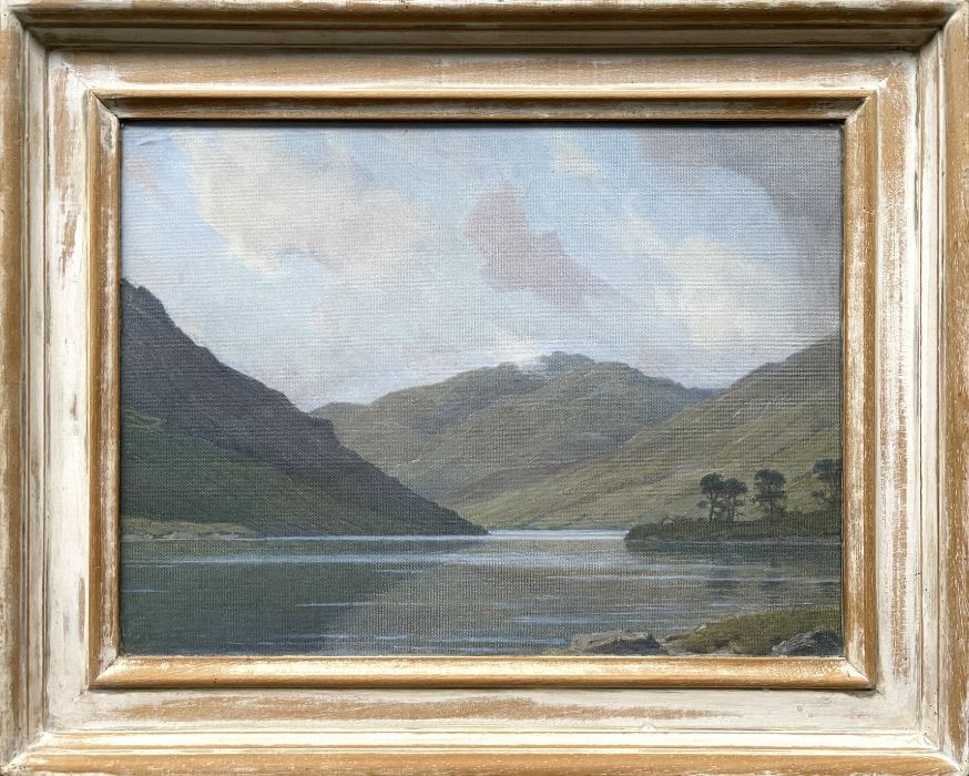 Charles Edward Stewart (Scottish, 1866-1942), a Highland Loch landscape, oil on board, 29 by 40cm, - Image 2 of 3