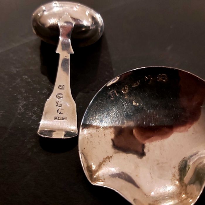 Two Georgian silver tea caddy spoons, one by William Lea & Co, Birmingham 1814, bowl embossed with - Image 2 of 2