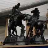 A pair of 19th century spelter Marley horses, mode