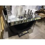 An Art Deco design console table, mirrored glass, U-shaped support, 137cm wide, 40cm deep