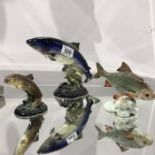 Three Beswick fish, 1390 Trout, 1874 Roach and 1233 Atlantic Salmon (3)