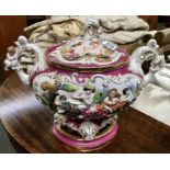 A large Capodimonte relief moulded tureen and cove
