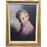 Giovanni Bragolin, Crying Child, pill on canvas, signed, 70 x 50cm, framed