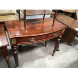 A reproduction Charles Barr William IV mahogany side table, fitted single drawer, on turned and