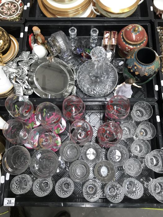 Collection of cut glass and other items, including