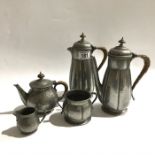 Liberty & Co, a five piece pewter tea and coffee s