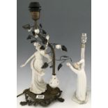 A Nao Lladro figural table lamp and a parian figural example (2)