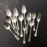 A group of silver flatware, to include a child's fork Birmingham hallmarks, five grapefruit spoons