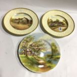 Ruston for Royal Worcester, three plates, including Ann Hathaway’s Cottage and Mary Arden’s House,