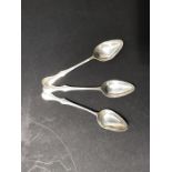 Three Georgian Scottish silver tea spoons, Alexander Gardner, handles initialed CA, 13.5cm long, 1.