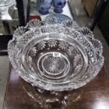 A large cut glass punch bowl, 36cm wide