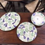 Emma Bridgewater hand decorated platter, plates and bowls, with figs