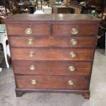 A George III oak chest of two short over four long graduated drawers, 109cm wide, 115cm high, 49cm