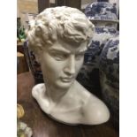 An Italian ceramic portrait study of David, impressed No. A376, 49cm high