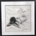 Maria Bartolo (20th Century), reclining female nude, signed l.r., charcoal, 58 by 56cm, framed