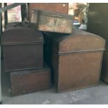 A quantity of metal toolboxes, tins and wooden con