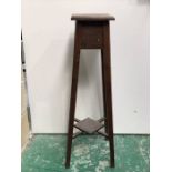 an oak plant stand, square form pedestal