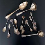 A collection of silver and EPNS spoons, to include a George III silver tablespoon, London 1791, nine