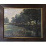 H A Vasse, Kislingbury Bridge, Northamptonshire, oil on canvas, signed and dated 1934, 70cm x